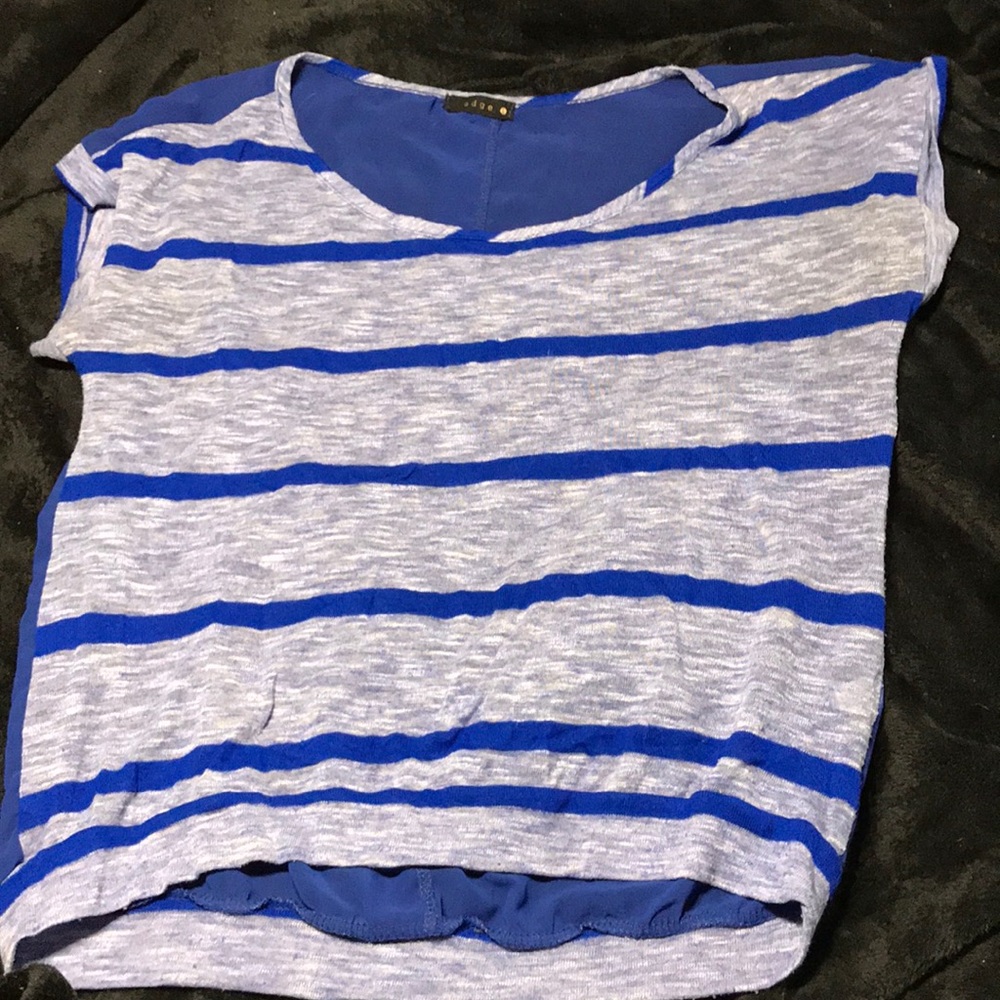 Blue striped sheer backed top